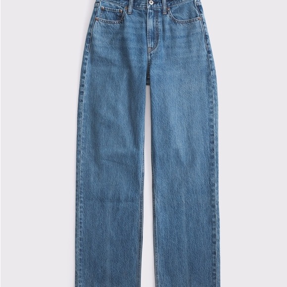 Abercrombie & Fitch Denim - Abercrombie Curve Love High Rise Loose Jeans Medium Wash 31 Short